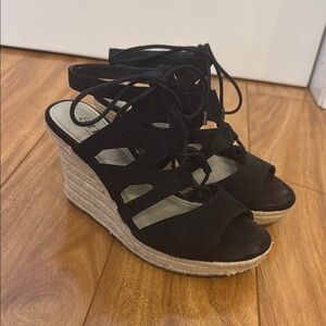 Black Wedge Sandals